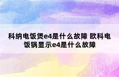 科纳电饭煲e4是什么故障 欧科电饭锅显示e4是什么故障